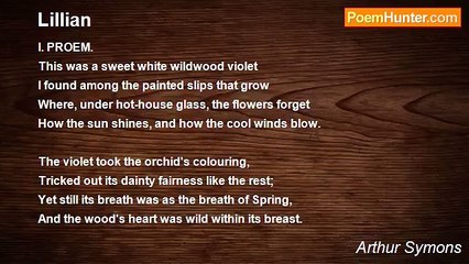 Arthur Symons - Lillian