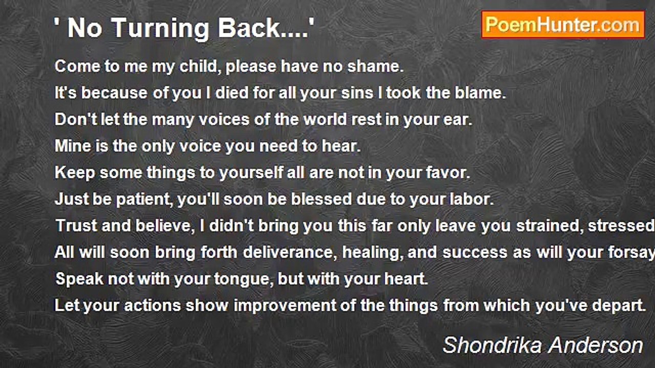 Shondrika Anderson - ' No Turning Back....'