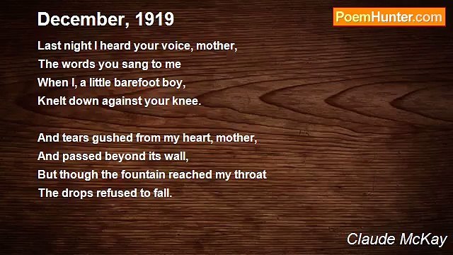 Claude McKay - December, 1919
