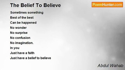 Abdul Wahab - The Belief To Believe