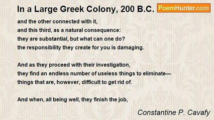 Constantine P. Cavafy - In a Large Greek Colony, 200 B.C.