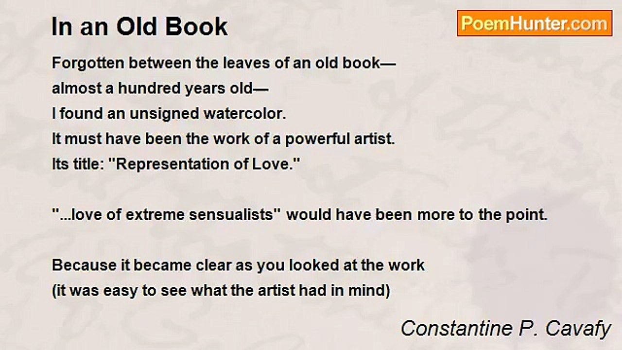 Constantine P. Cavafy - In an Old Book