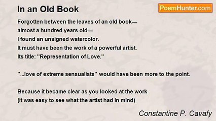 Constantine P. Cavafy - In an Old Book