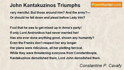 Constantine P. Cavafy - John Kantakuzinos Triumphs