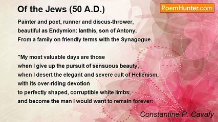 Constantine P. Cavafy - Of the Jews (50 A.D.)