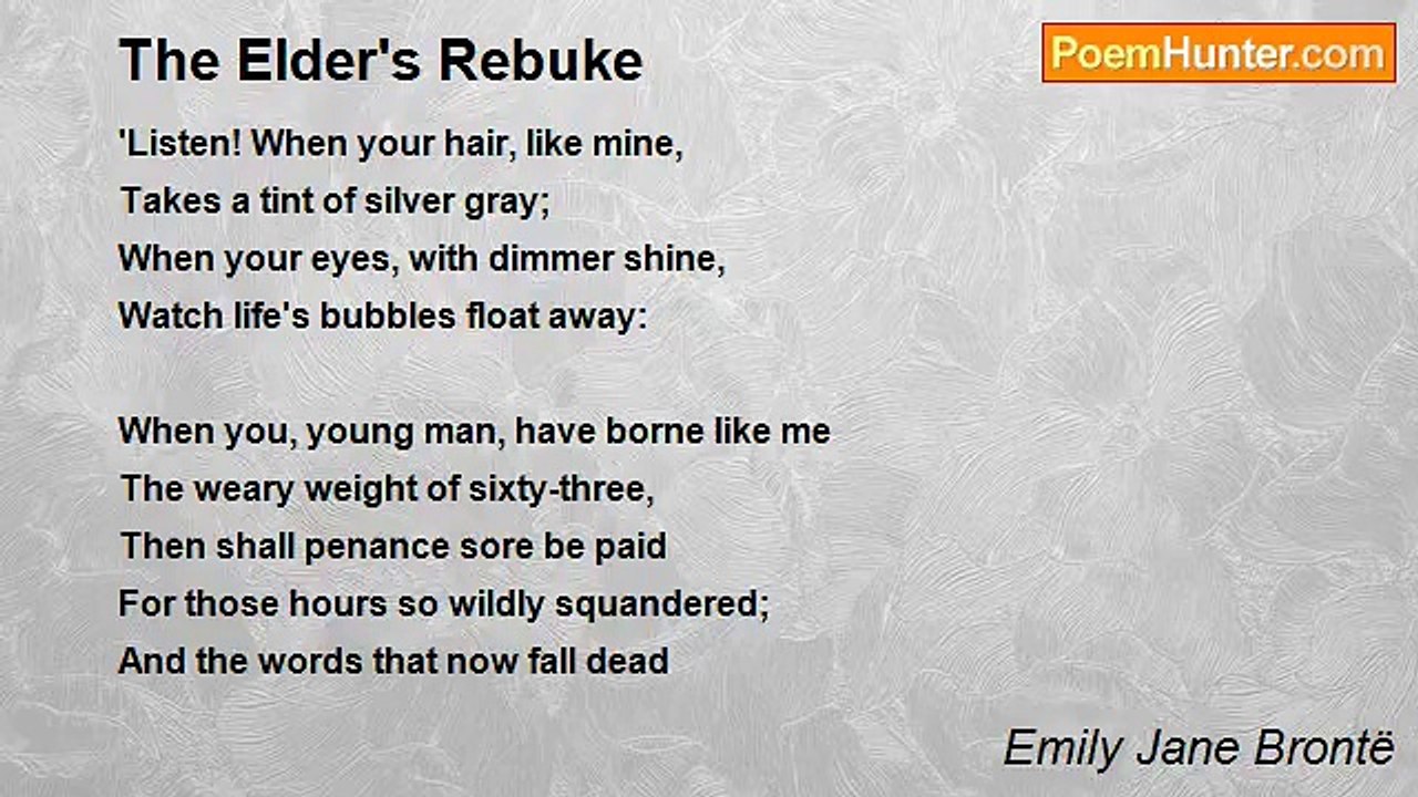 Emily Jane Brontë - The Elder's Rebuke