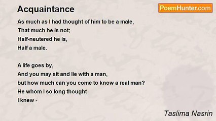 Taslima Nasrin - Acquaintance