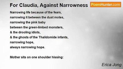 Erica Jong - For Claudia, Against Narrowness