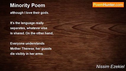 Nissim Ezekiel - Minority Poem