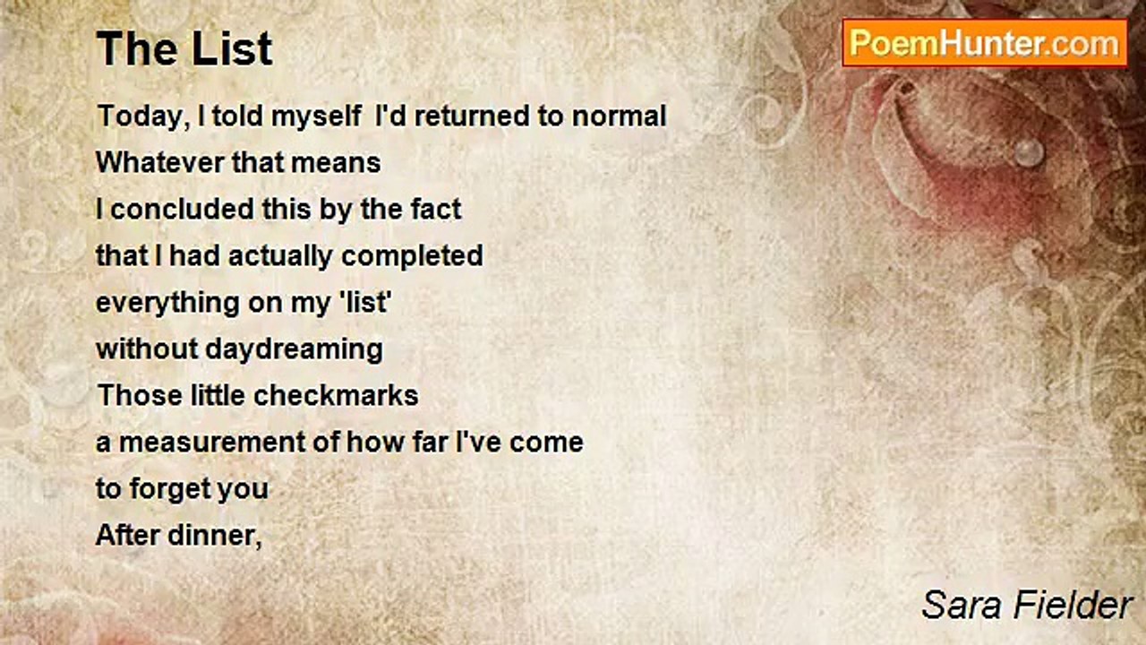 Sara Fielder - The List