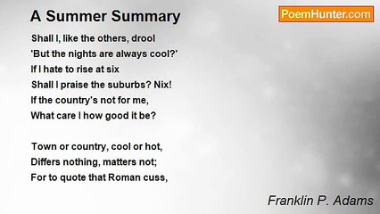 Franklin P. Adams - A Summer Summary