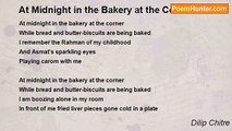 Dilip Chitre - At Midnight in the Bakery at the Corner