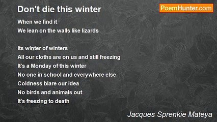 Jacques Sprenkie Mateya - Don't die this winter