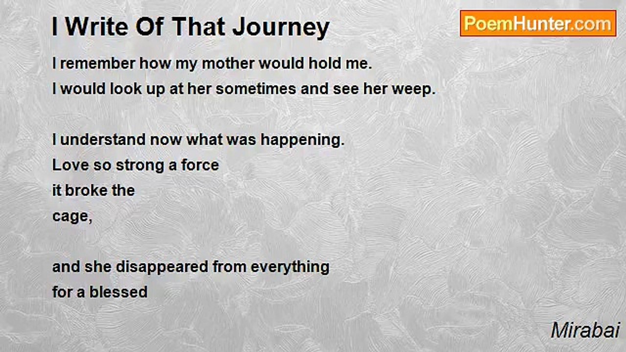 Mirabai - I Write Of That Journey