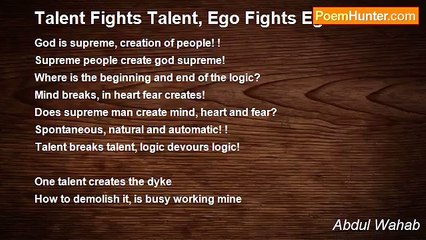 Abdul Wahab - Talent Fights Talent, Ego Fights Ego