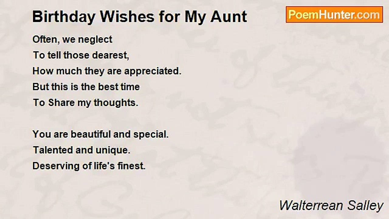 Walterrean Salley - Birthday Wishes for My Aunt