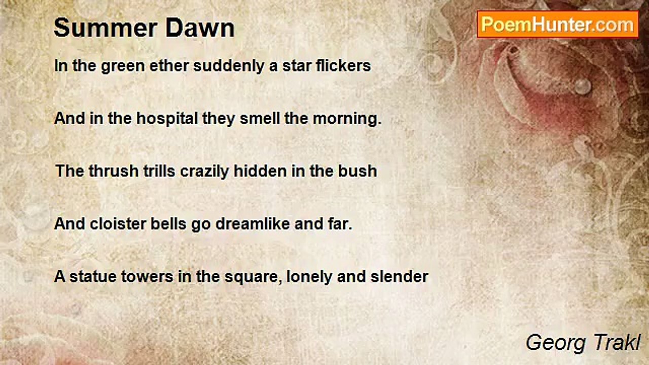 Georg Trakl - Summer Dawn