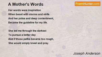 Joseph Anderson - A Mother's Words