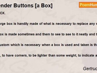 Gertrude Stein - Tender Buttons [a Box]