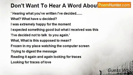 Guess Who - Don't Want To Hear A Word About Love