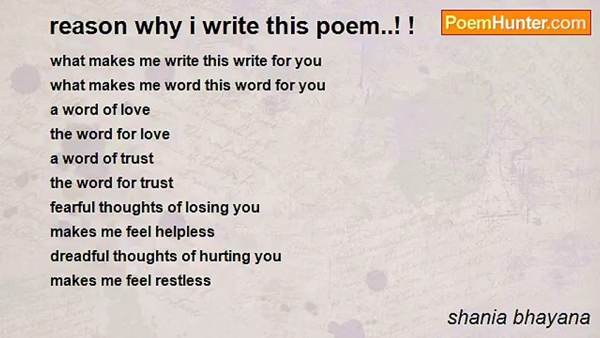 shania bhayana - reason why i write this poem..! !