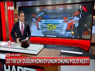 20 Tır'lık düğün konvoyunun önünü polis kesti