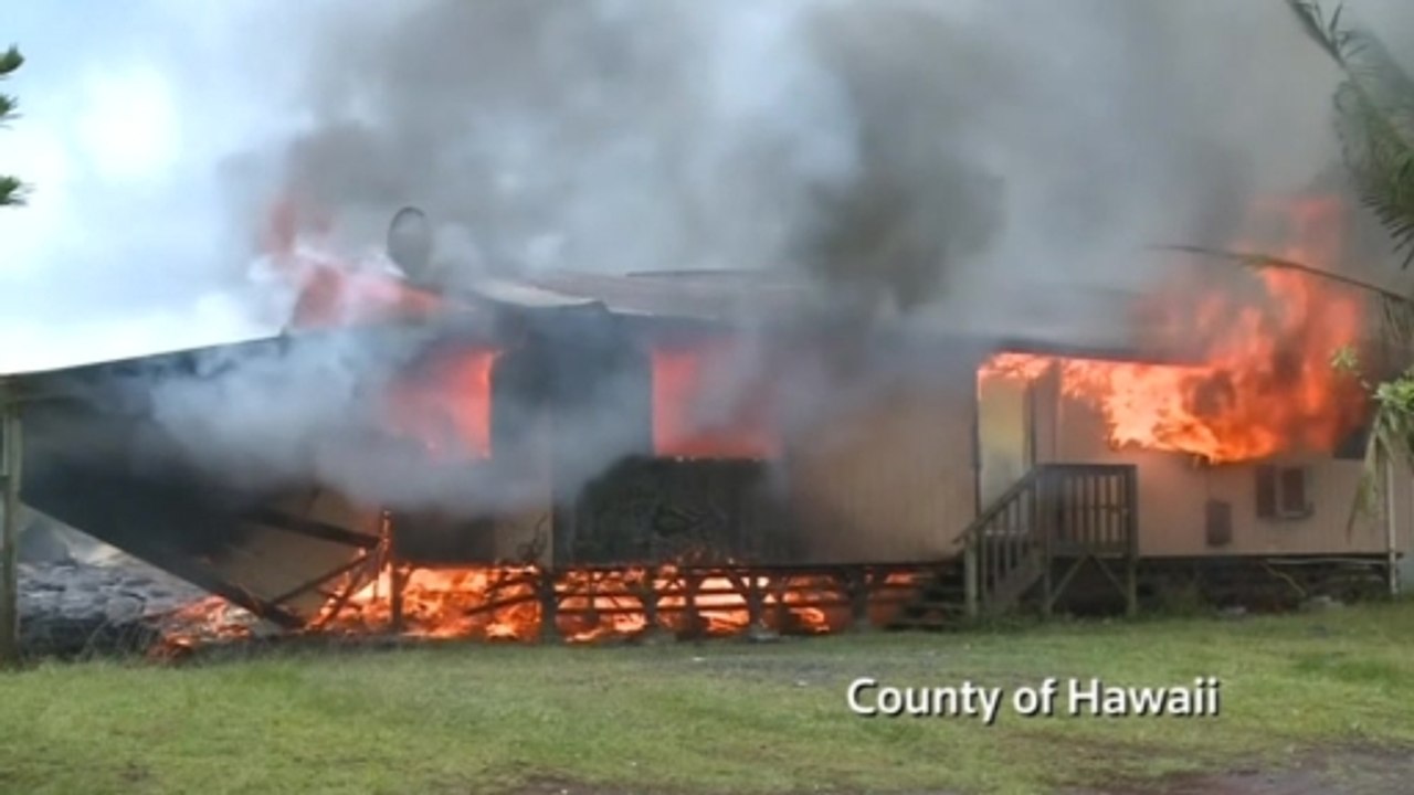 Lava flow in Hawaii sets home ablaze