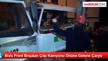 Freni Boşalan Çöp Kamyonu Kaza Yaptı: 2 Yaralandı