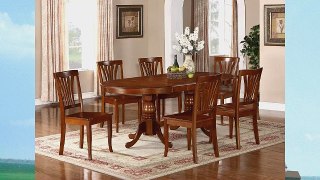 9PC Oval Newton Dining Room Set Extension Leaf Table 8 Wood Seat Chairs 42X78