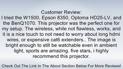BenQ W1500 1080P HD Wireless HD DLP Home Theater Projector (2013 Model) Review