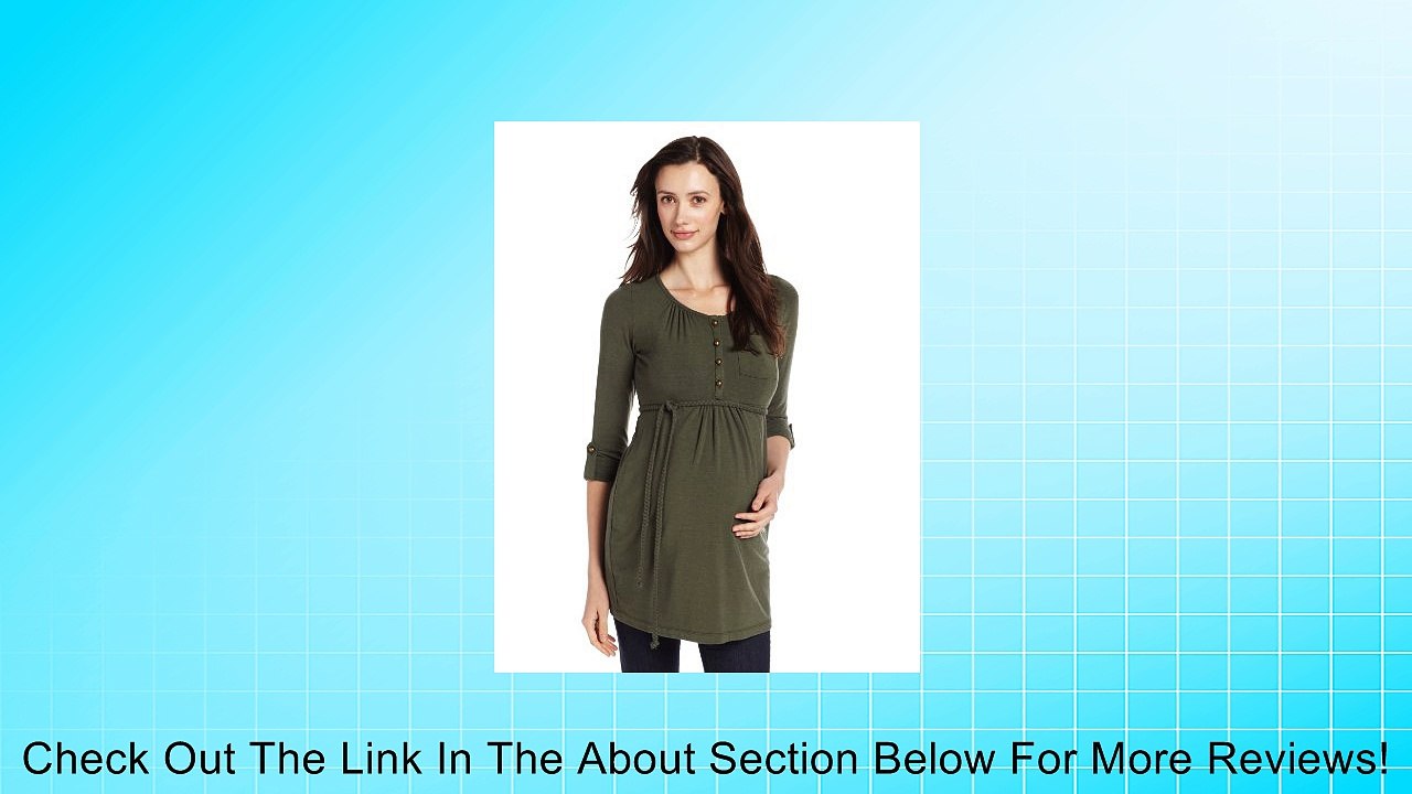 Jules & Jim Women's Maternity Romantic Tunic With Braided Belt, Khaki, Small Review