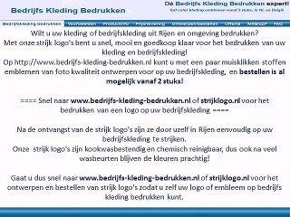 Kleding bedrijfskleding bedrukken Rijen