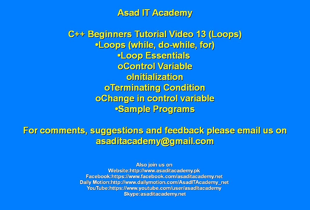 C++ Beginners Tutorial Video 13 by Asad IT Academy