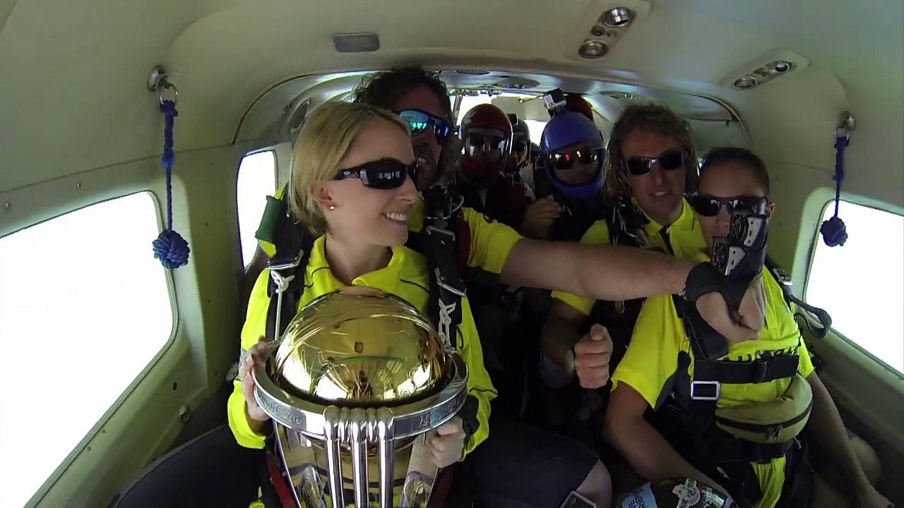Cricket World Cup trophy tour kicks off with skydive