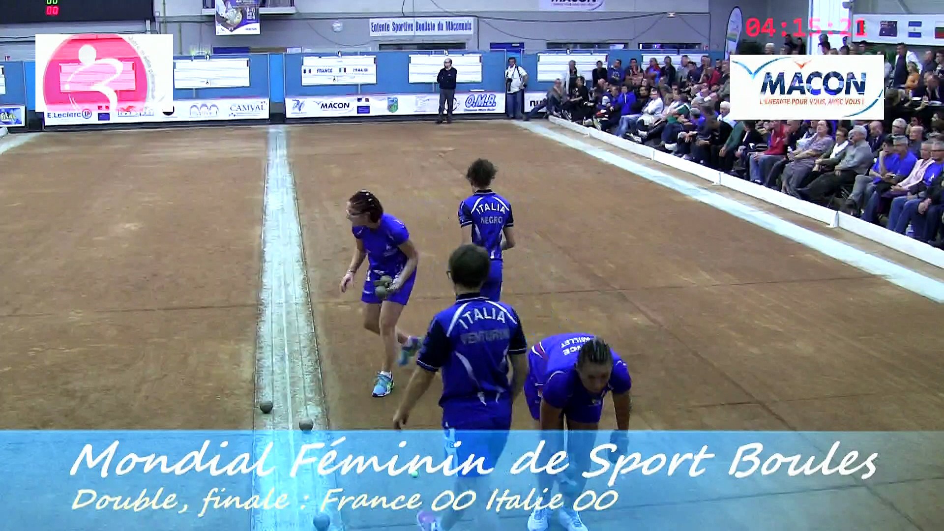 Finale double, France contre Italie, Championnat du Monde Féminin de Sport  Boules, Mâcon 2014 - Vidéo Dailymotion