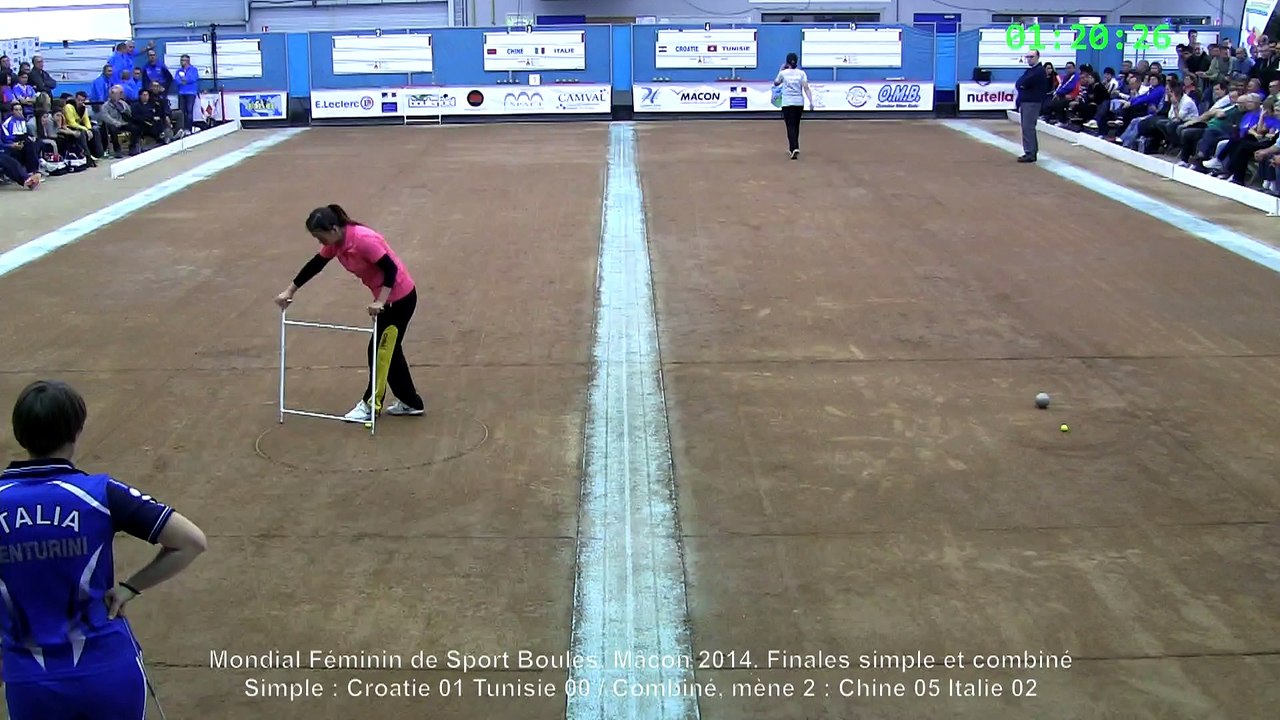 Finale simple, Croatie contre Tunisie et combiné, Italie contre Chine, Championnat du Monde Féminin de Sport Boules, Mâcon 2014