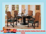 5pc Dining Table Chairs Set with Detailed Styling Cherry Brown Finish