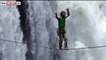 Man walks Victoria Falls on Tightrope