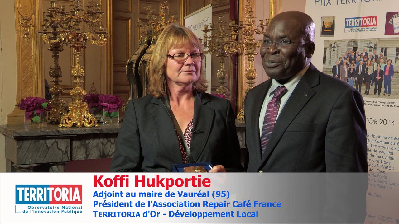 TERRITORIA 2014 : Sylvie COUCHOT, Maire de Vauréal (95) / Koffi HUKPORTIE, Adjoint au maire de Vauréal et Président de l'Association Repair Café France