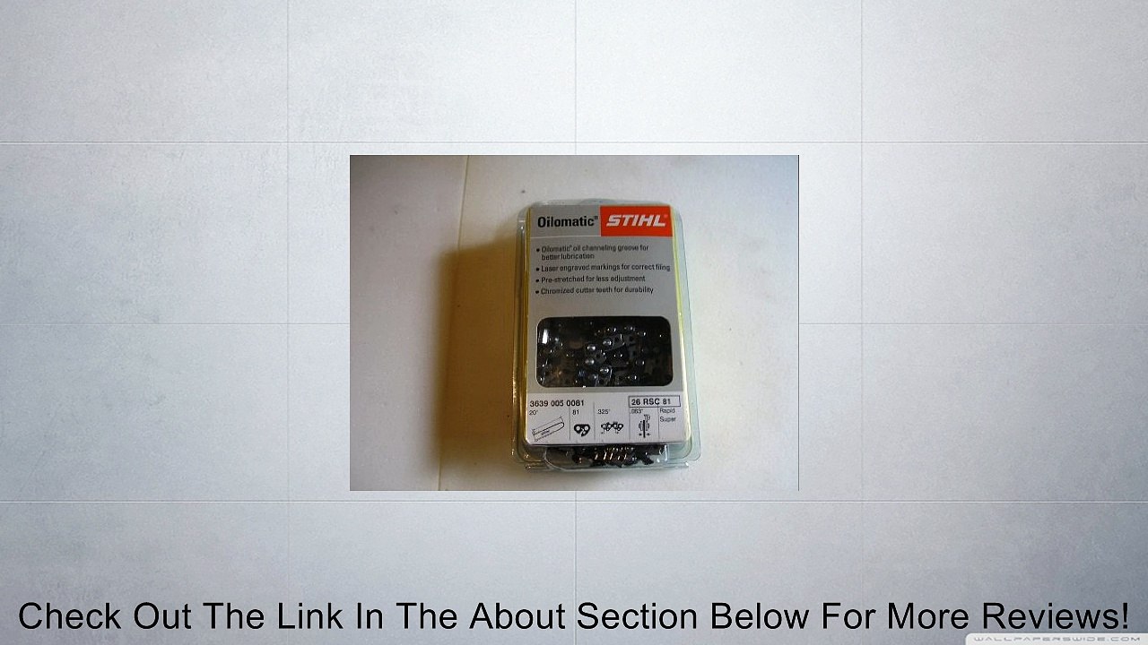 STIHL 26RS 81 Rapid Super Chainsaw Chain 20" Bar .325 pitch .063 gauge Review