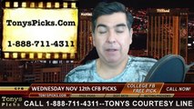College Football Free Picks Wednesday Night Predictions Odds Point Spread Previews 11-12-2014