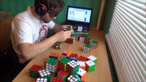 Solving 50 Rubik's Cubes blindfolded