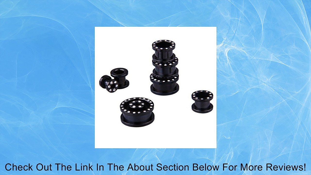 8 X Surgical Steel Black Rhinestone Flesh Ear Rings Tunnels Plugs Stretcher Hot Review