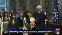 John Kerry issues first ten-year visas for Chinese visitors