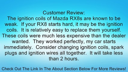 IC023 UF501 N3H118100B9U 04-09 MAZDA RX-8 Set 4PCS Ignition Coil 04 05 06 07 08 09 Review
