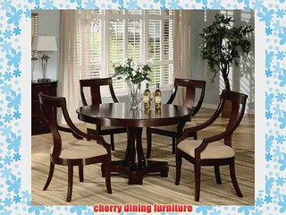 5pc Casual Dining Table Chairs Set Deep Cherry Finish