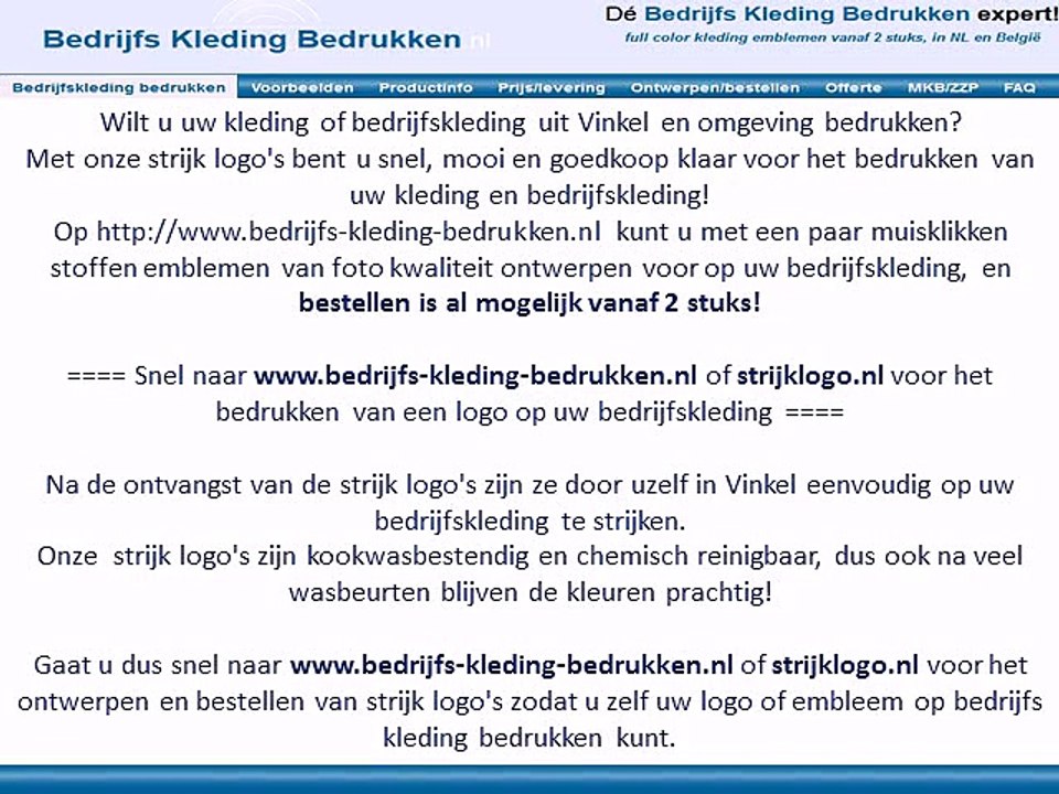 Kleding bedrijfskleding bedrukken Vinkel
