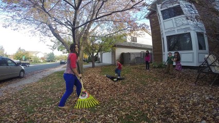Leaf pile jumping liam ramp jump