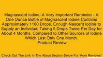 Magnascent Iodine: A Very Important Reminder - A One Ounce Bottle of Magnascent Iodine Contains Approximately 1100 Drops, Enough Nascent Iodine to Supply an Individual Taking 5 Drops Twice Per Day for About 4 Months, Compared to Other Sources of Iodine Wh