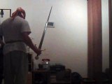 golden belt karate (training lesson) with golden sword